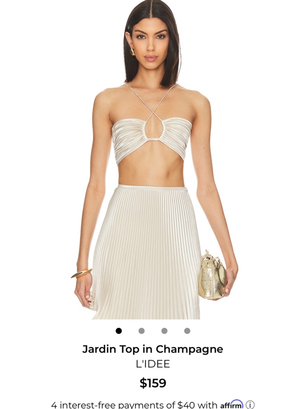 L'IDEE Jardin Strapless Crop Top in Champagne